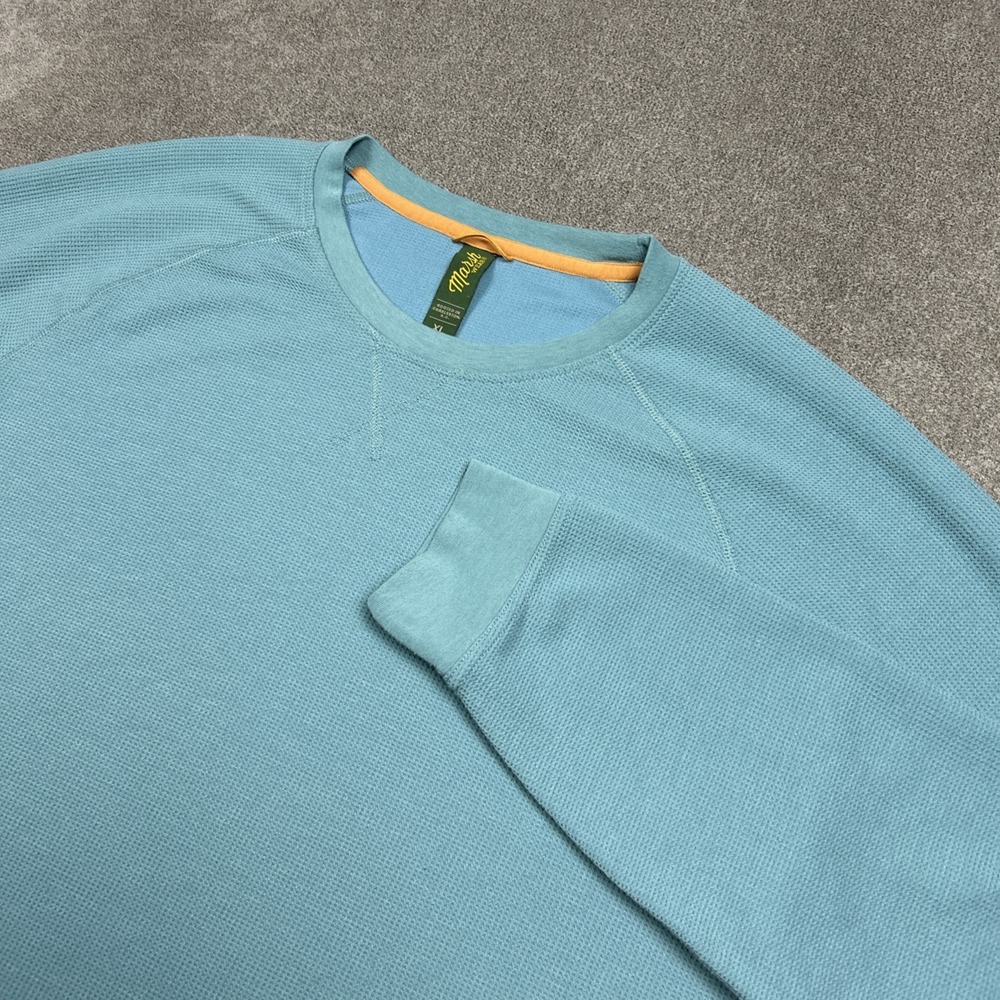 Marsh Wear Long Sleeve Thermal Shirt Mens XL Blue Base Layer Waffle Stretch